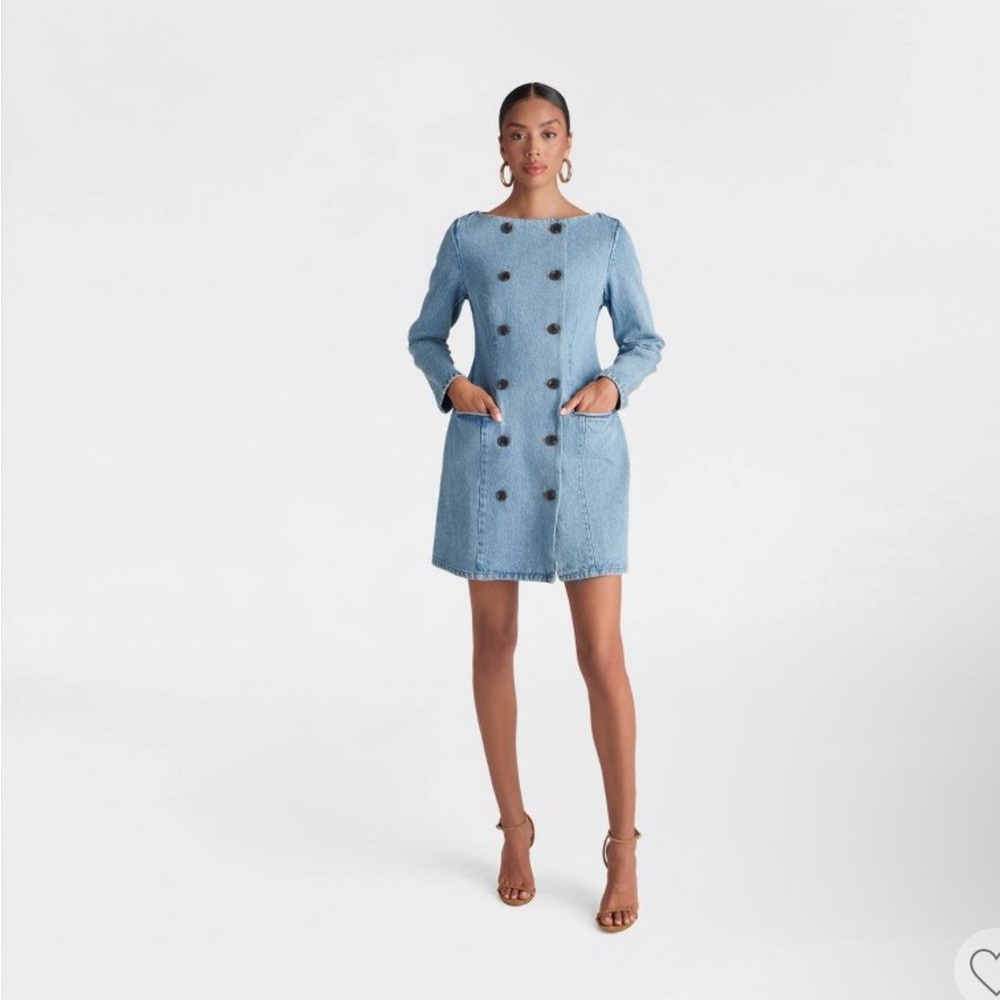 KBB by KAHLANA Women's 'The Tuxedo Mini Dress Blue Denim Button-Front Dress